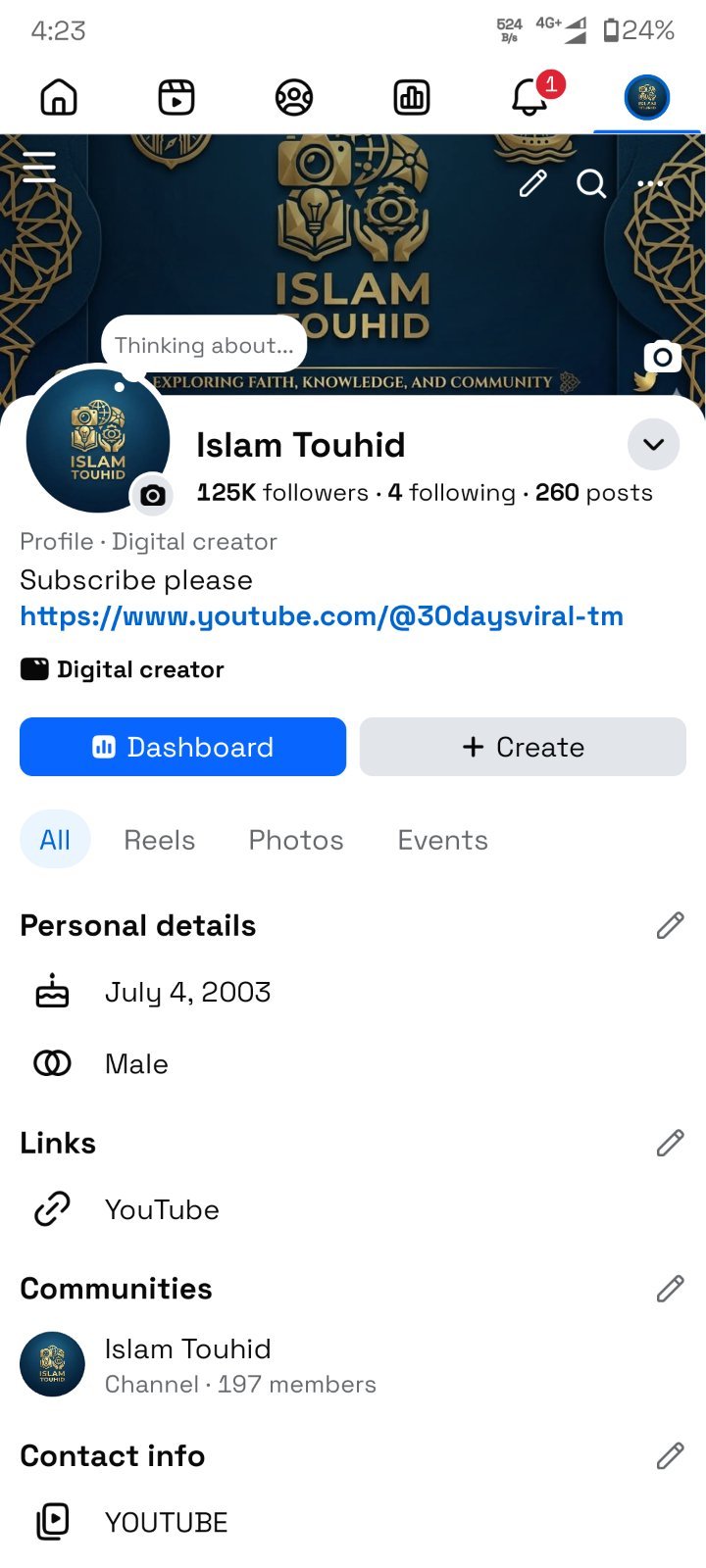 Facebook professional account