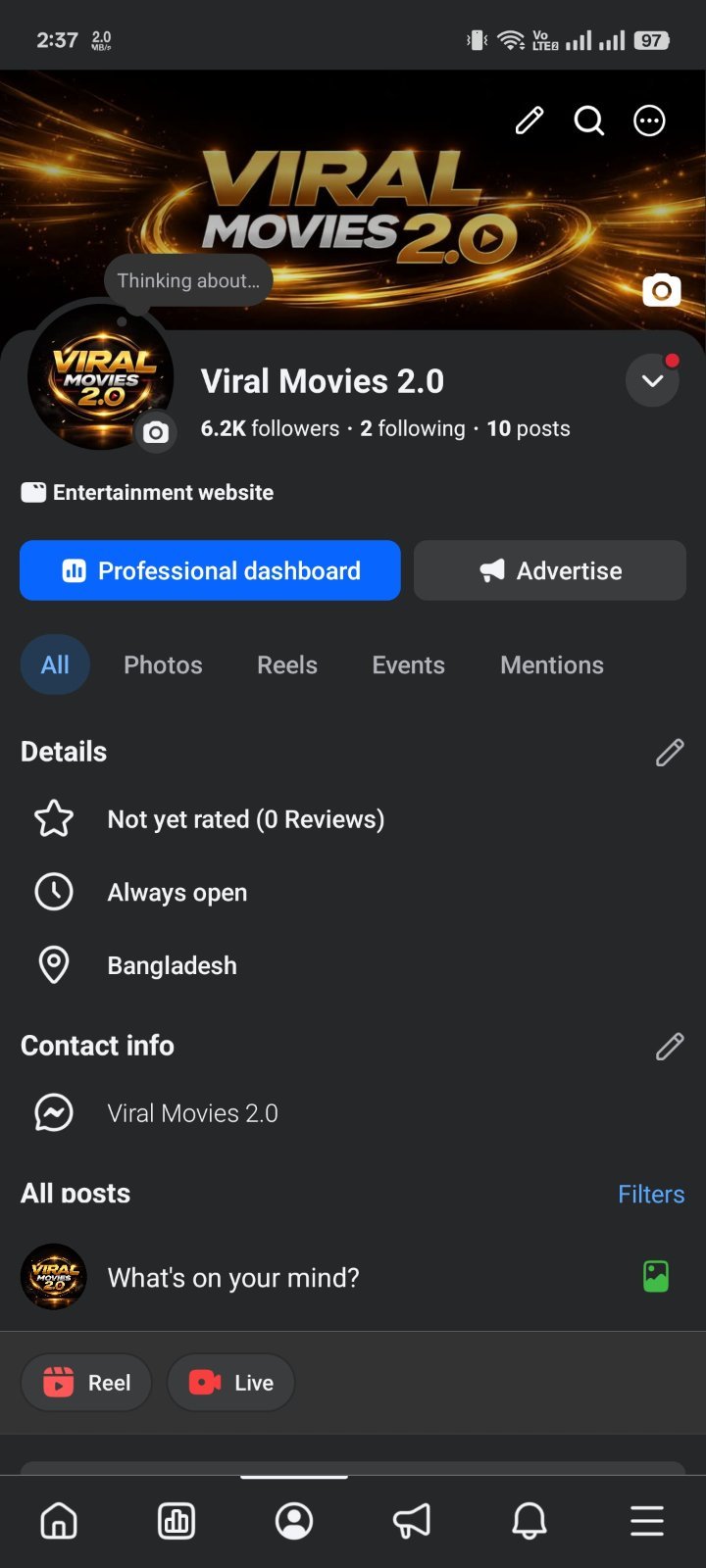 6.2k Followers Movies Uploading Old Page Star Setup Enabled