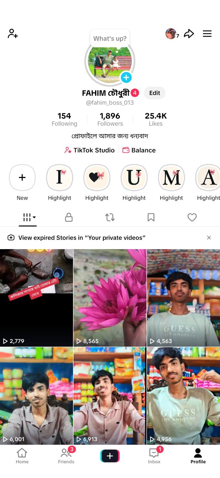 tiktok ID cell post followers 1896 like 25.5