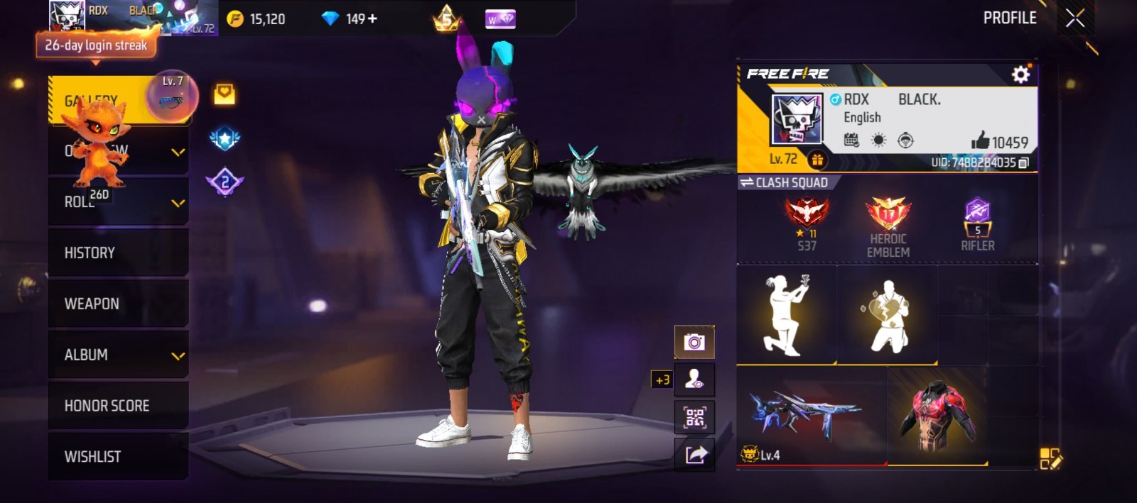Free Fire BD ID | Heroic | Level 72| 13 Evo Guns