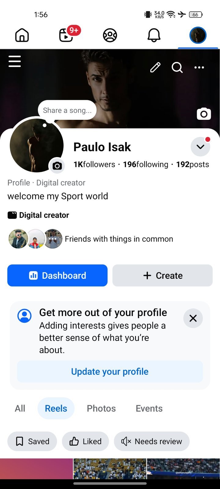 Facebook profile Sport category onek video upload dewa ase