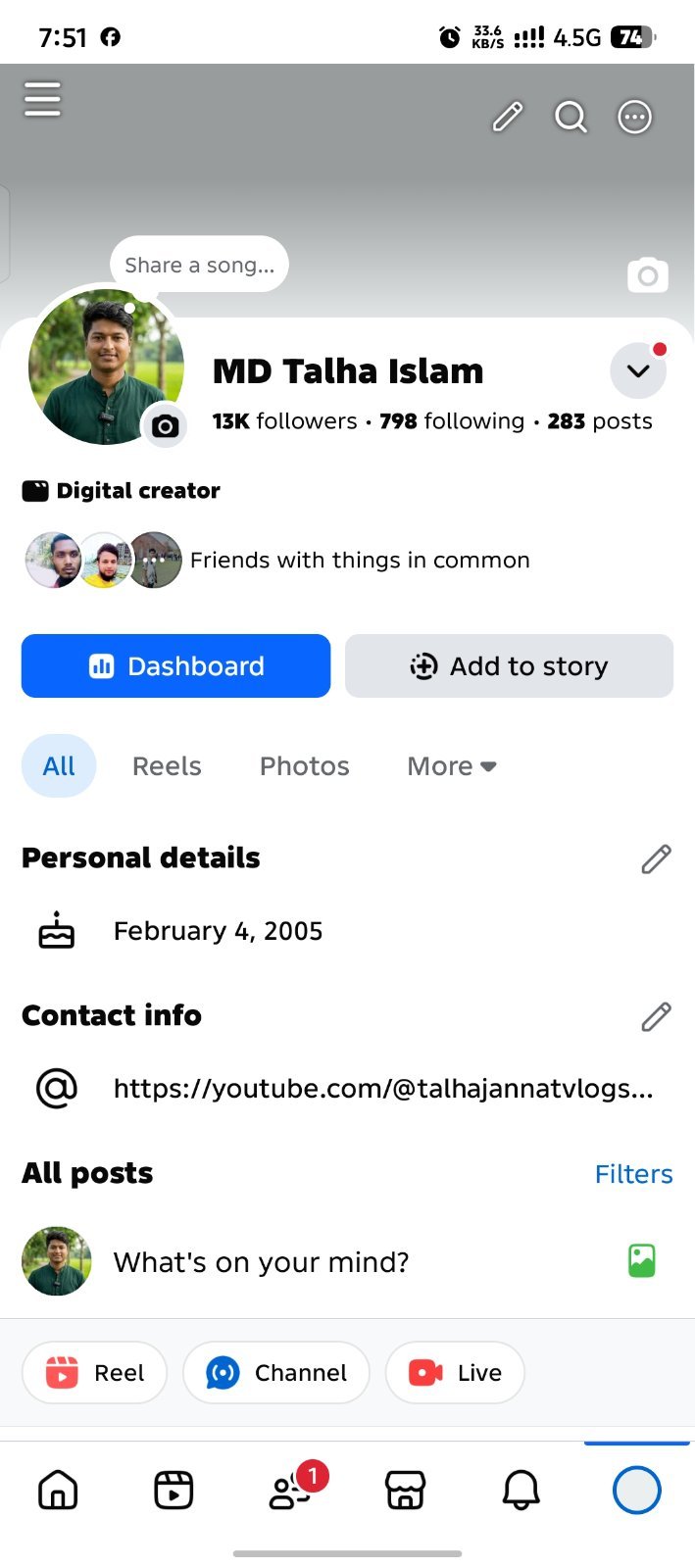 Facebook profile, 13k