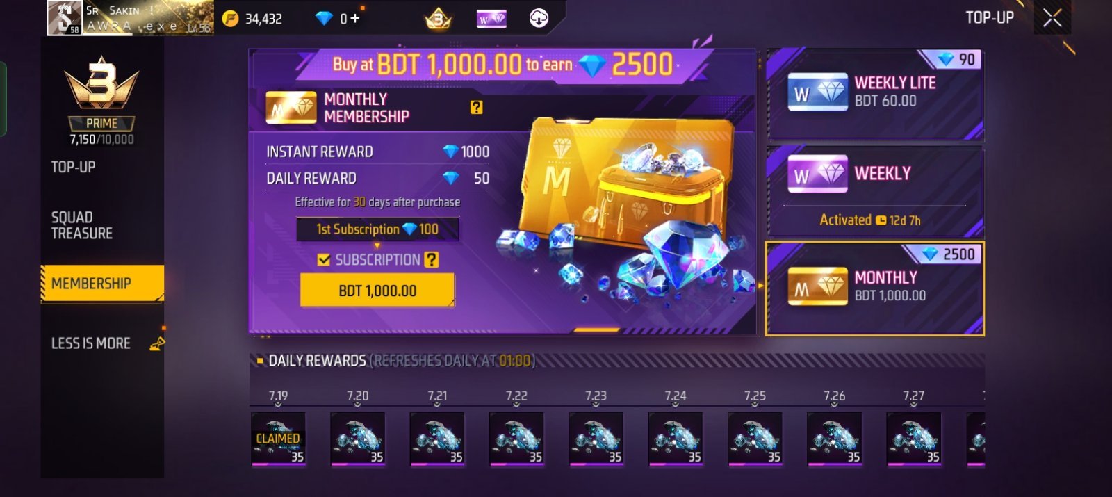 Free Fire account sell