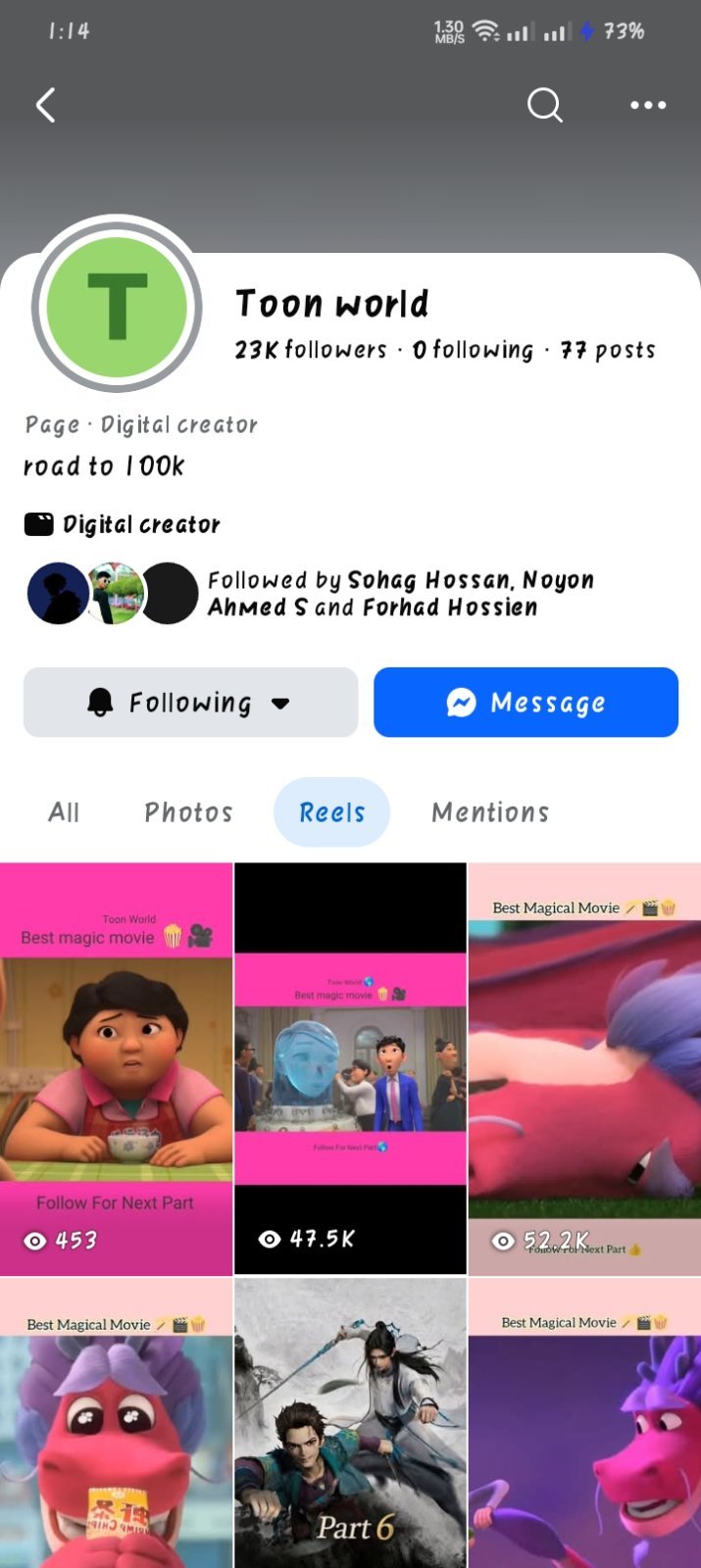 23k followers organic with star set-up and million views on video