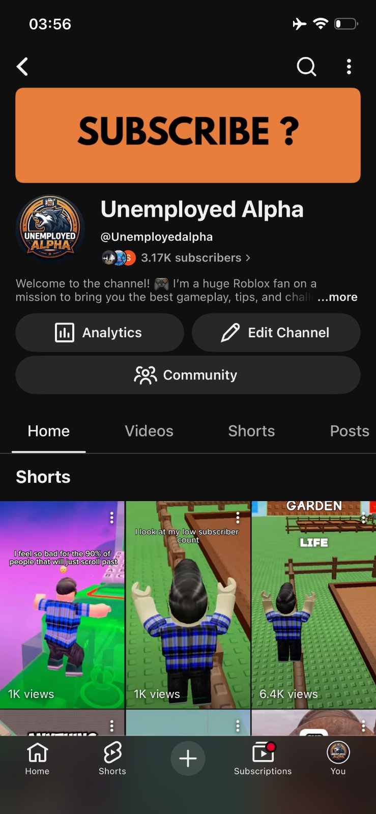 Youtube Channel 3.1k Subscribers