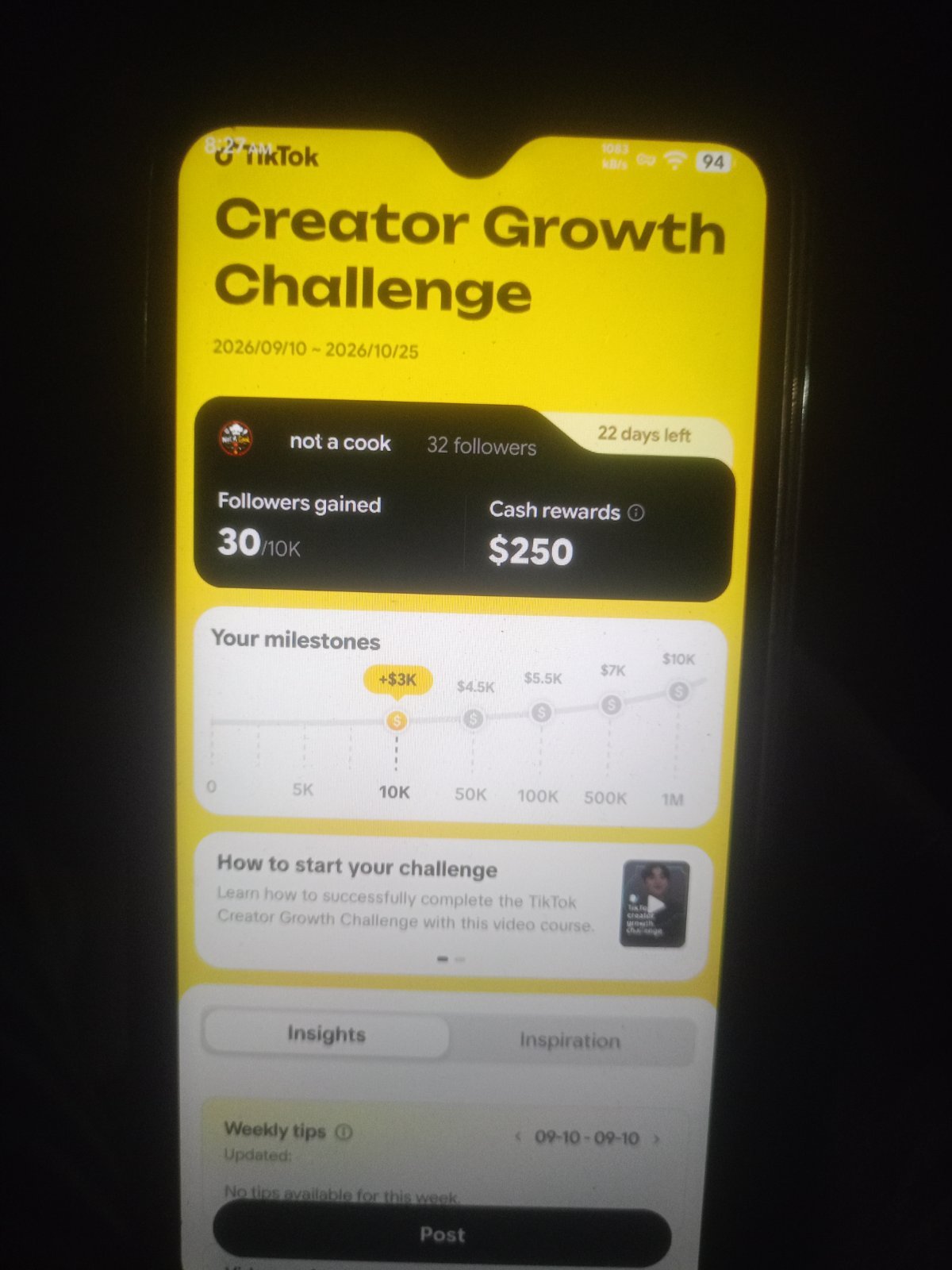 TikTok Growth Challenge Account low price