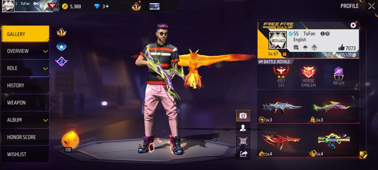 👑 Premium FF ID | 4 Evo Gun | 24 Emote | Heroic | Naruto Bundle | Lv67