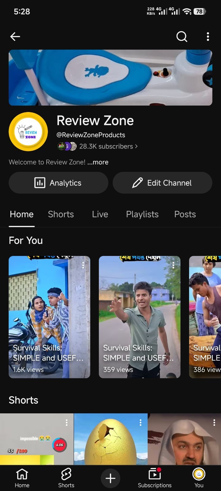 YouTube Channels 28.3k Subscriber