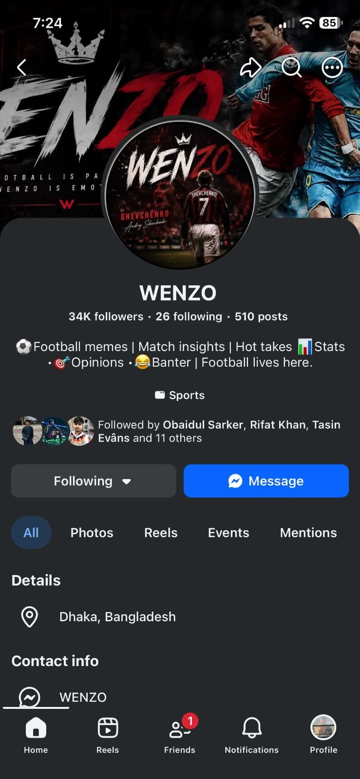 Facebook page 34k Follower and Viral page Football Creator
