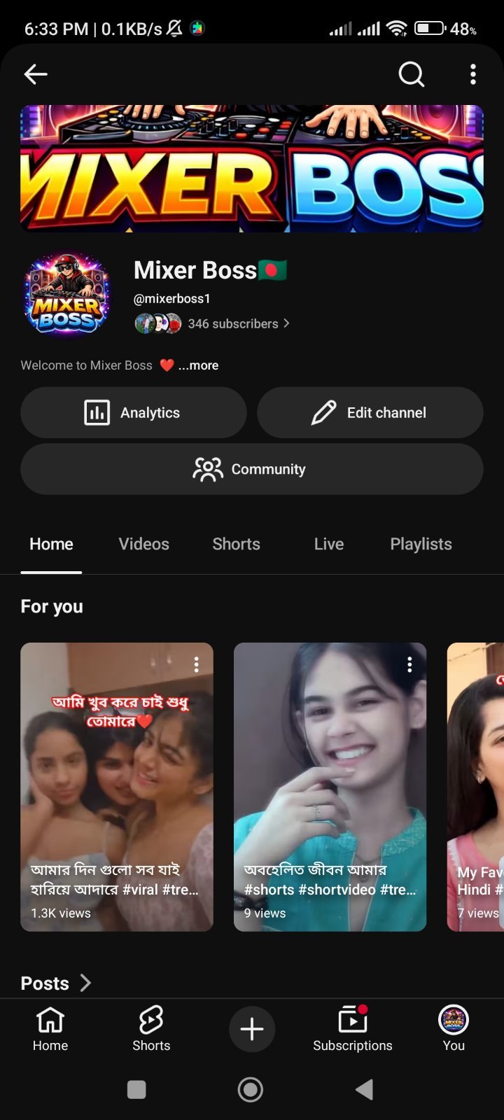 Youtube Channel 361 Subscribers