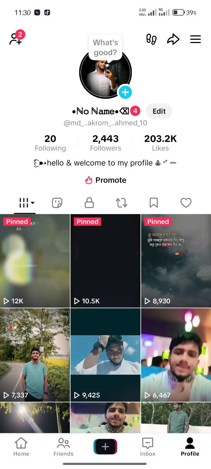 TikTok Account — 2.4K Followers | 400K+ Views | 203K Likes
