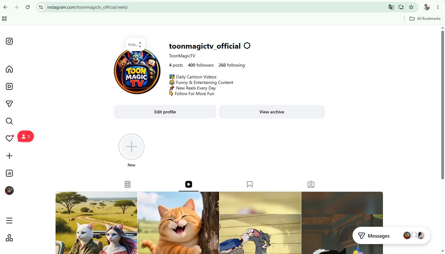 🚀 Monetization Ready Cartoon Niche Instagram ID | 400+ Followers | Clean Accoun