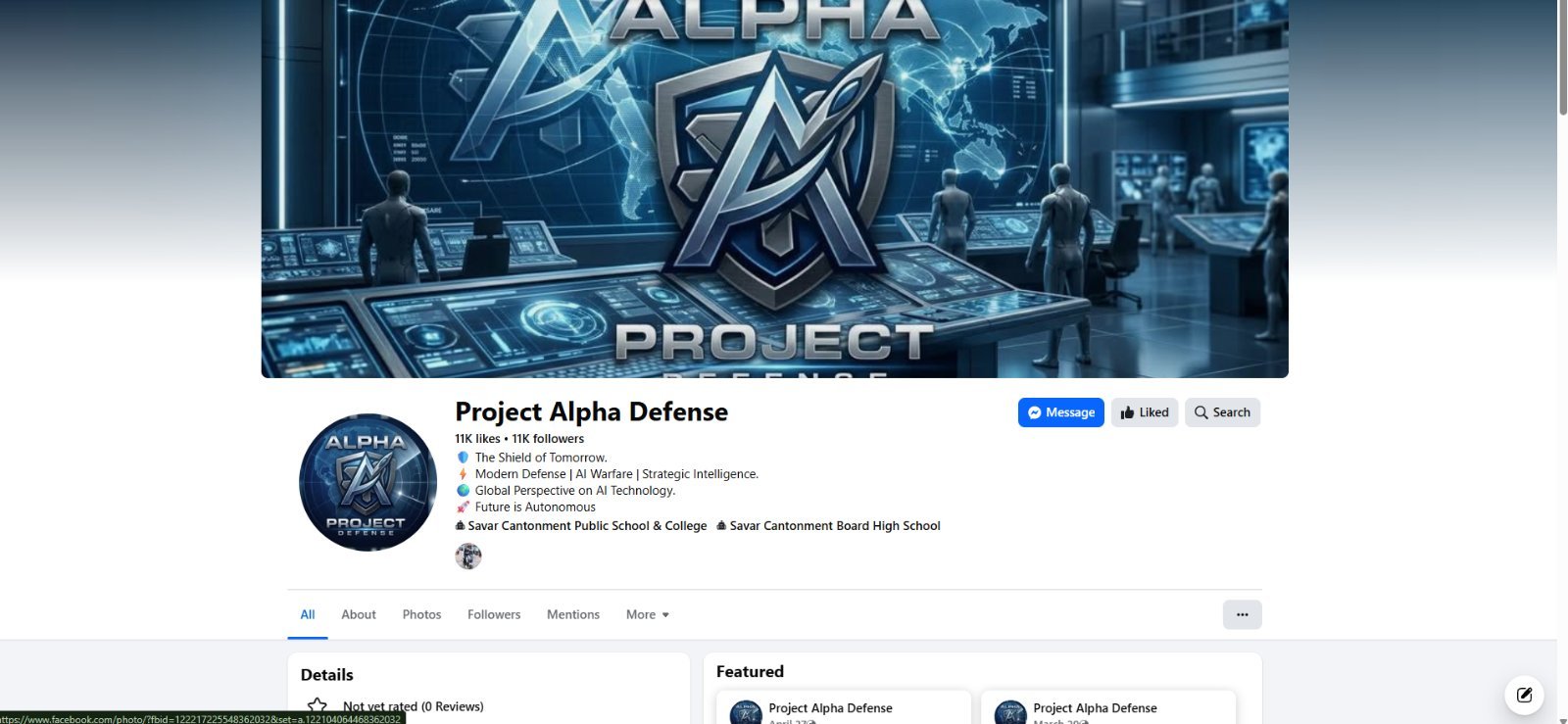 Project Alpha Defense | 11K+ Active Followers Facebook Page for Sale (100% Organ