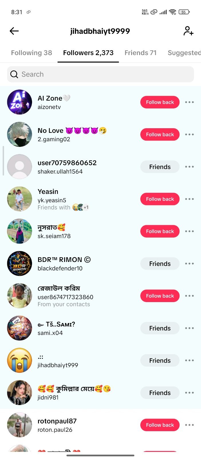 Tiktok 2373 followers
