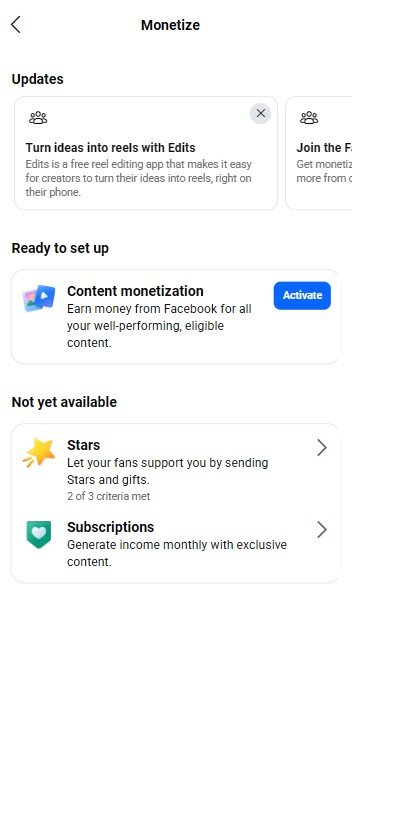 Content Monetize page for sell No issues fresh