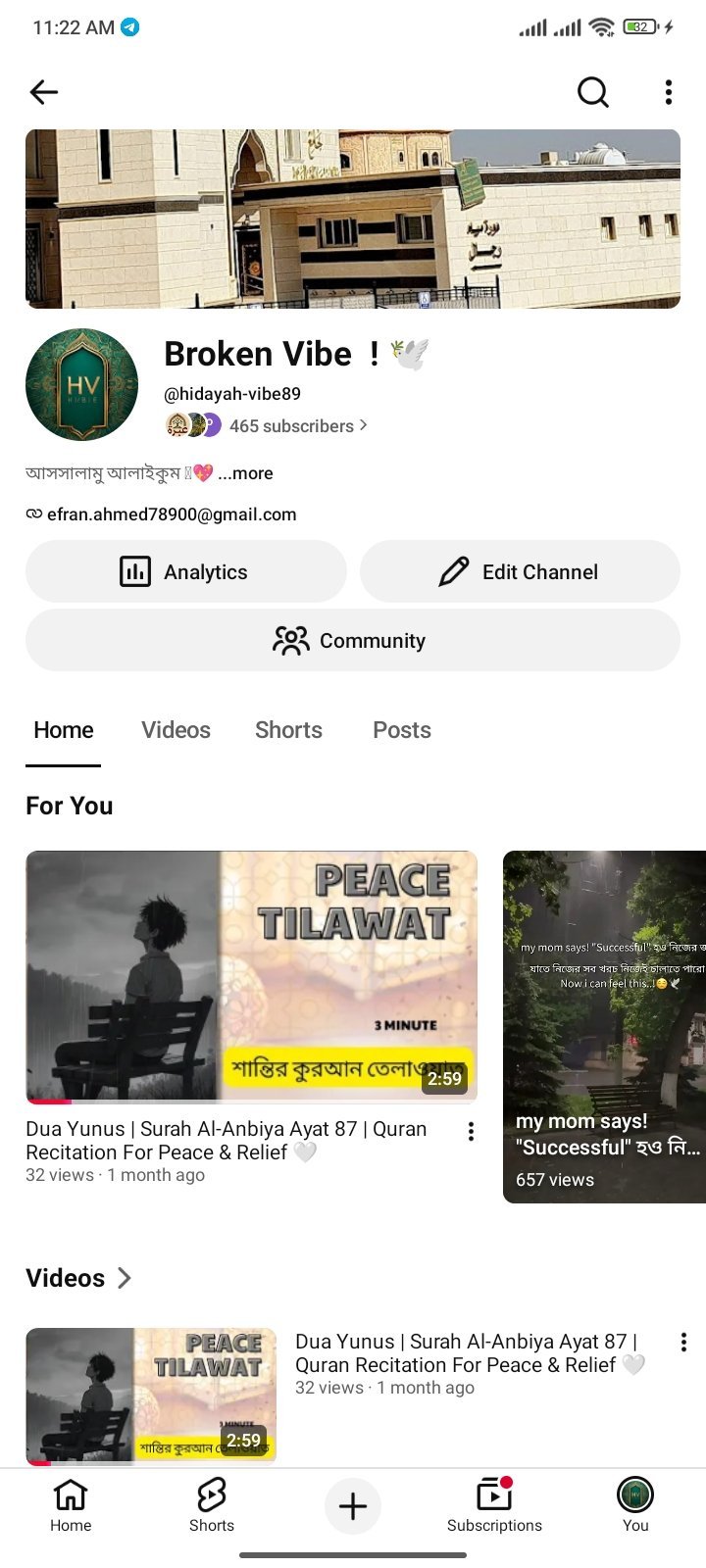 YT CHANNEL 465 SUBCRIBER