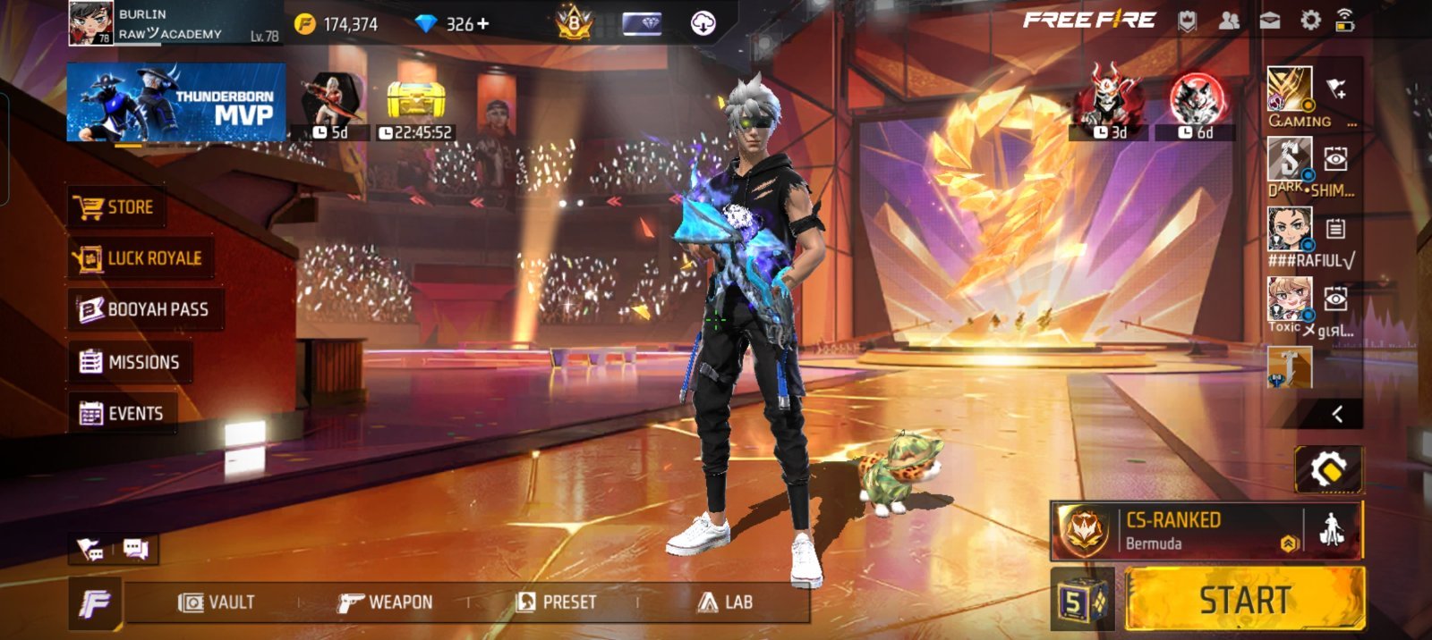 18 evo 7 max 3lvl 3ta baki gula 5 emot 130+ vault 500 something  6 lvl er