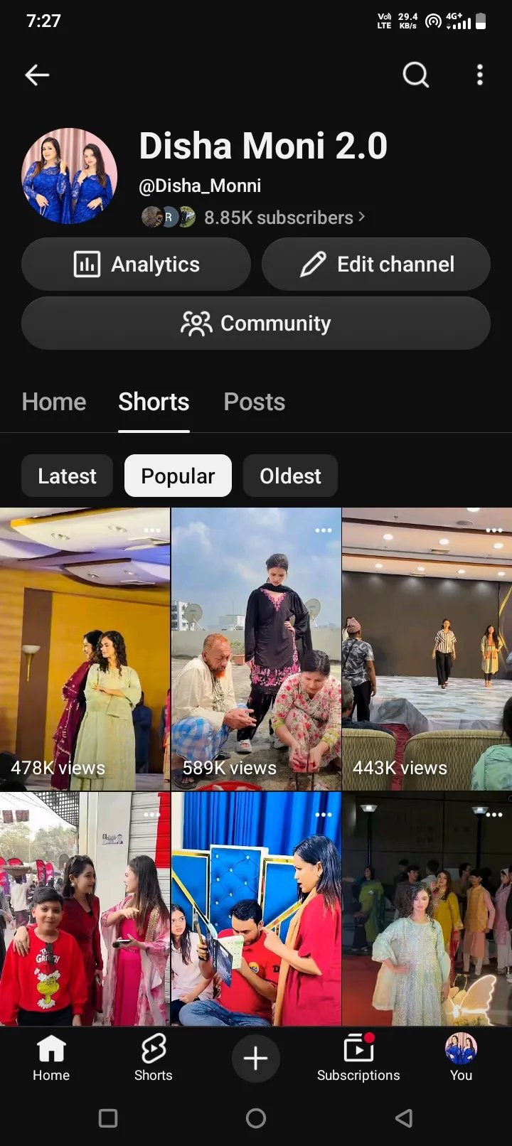 YouTube Channel - 8.8K Subscribers | 5.8M Shorts Views