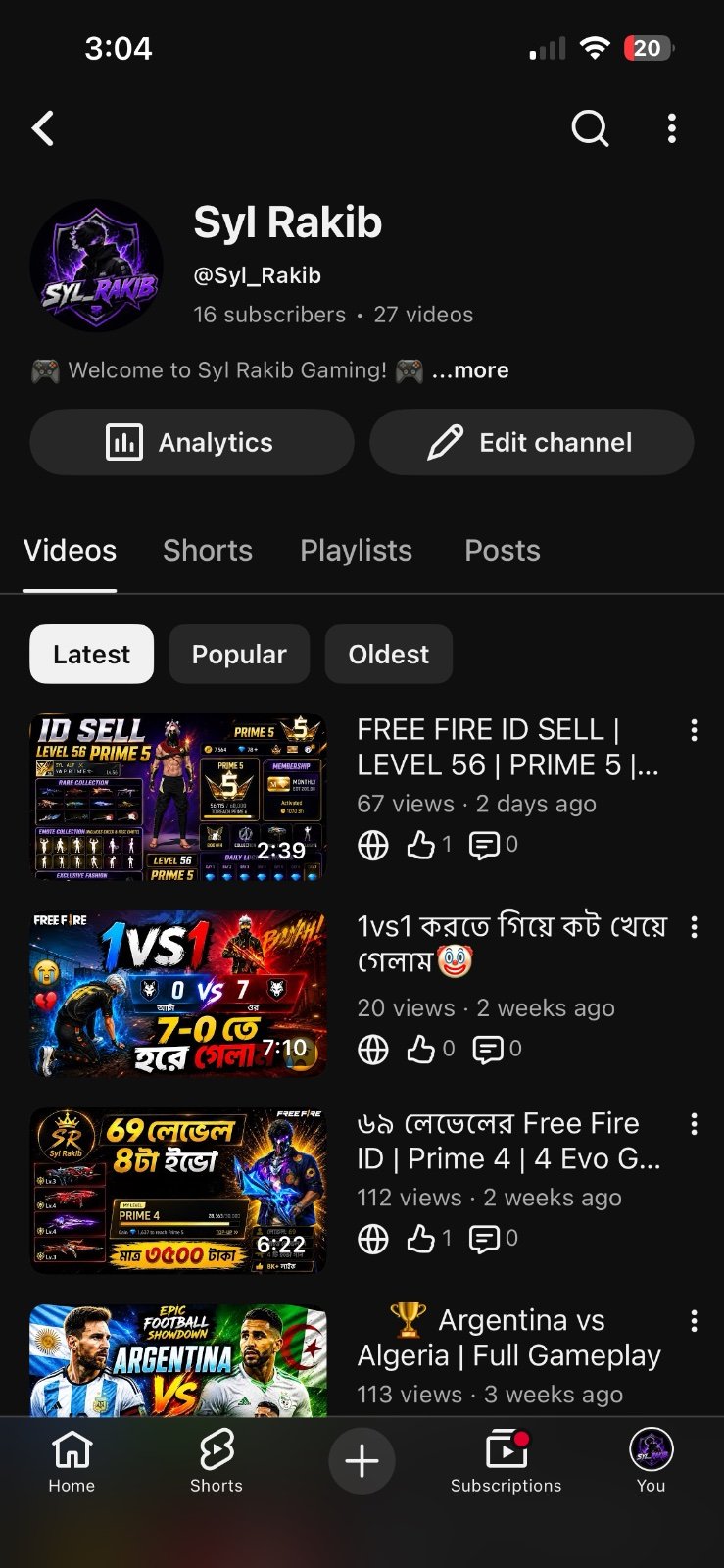 Youtube channel