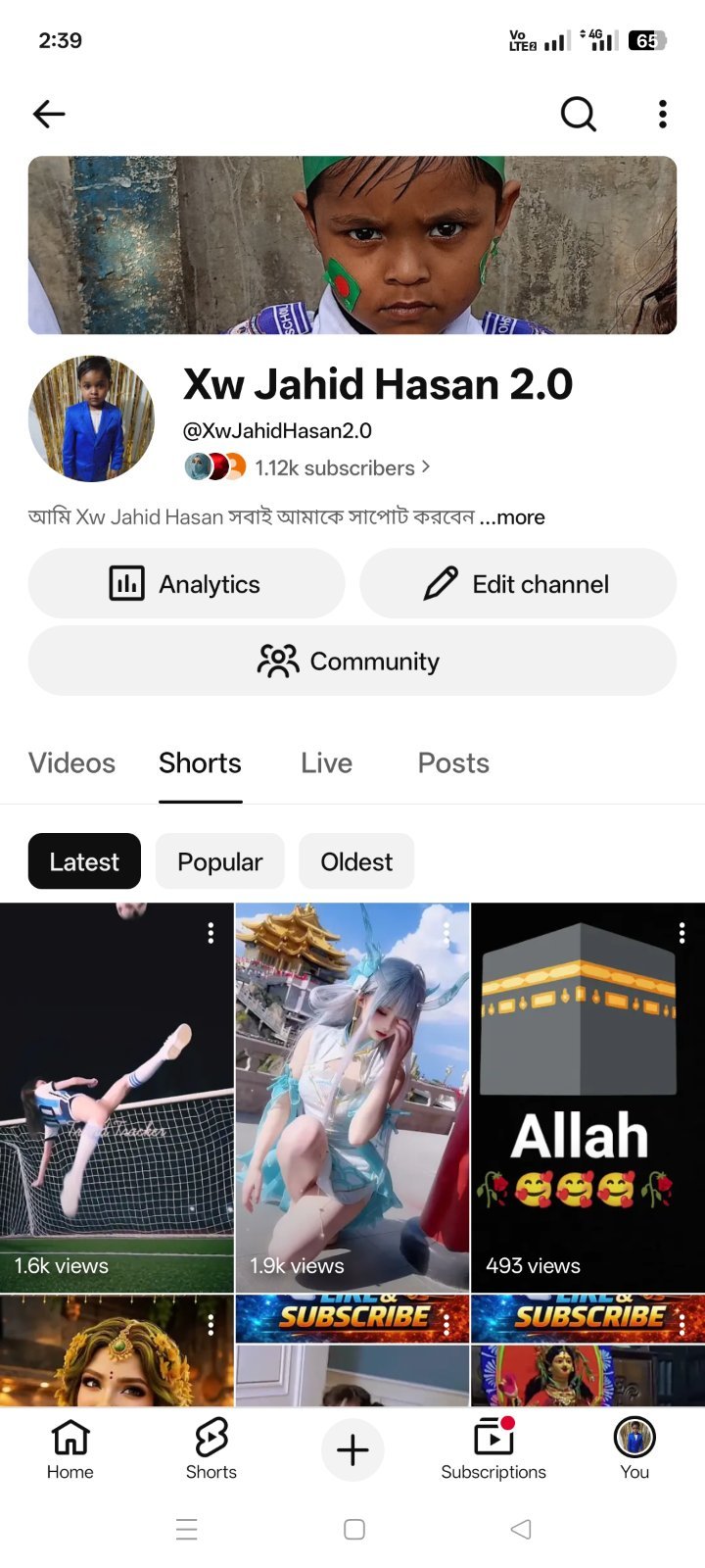 Gaming channel 1.12k Subscribers