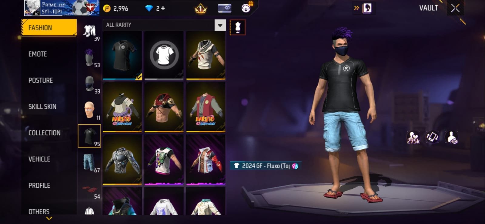 Freefire id  1 evo gun and prime level 3