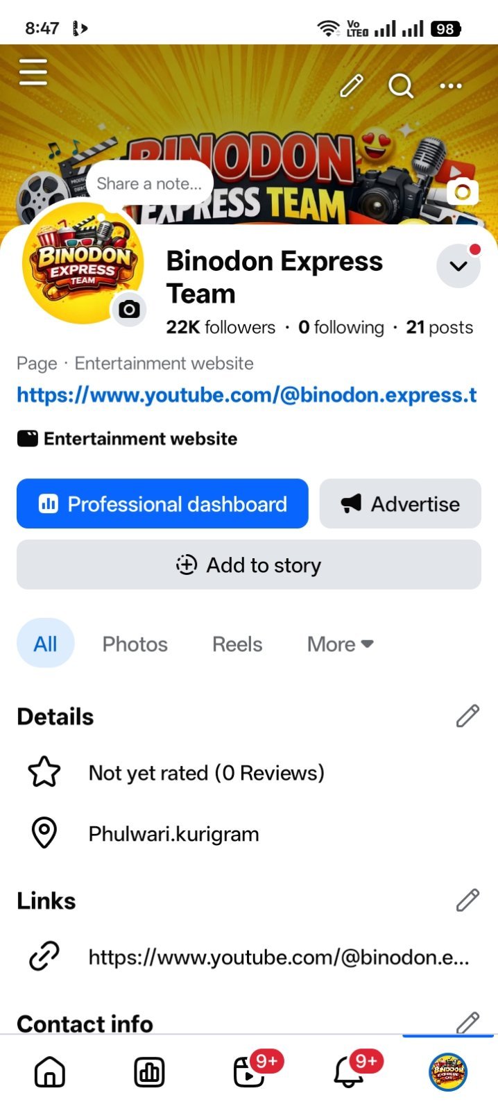 Facebook page 22K followers