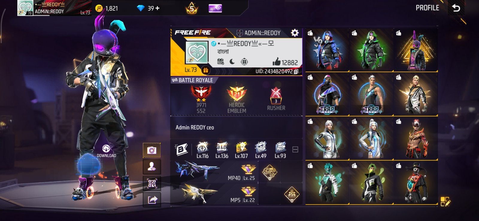 Free fire account only 4500