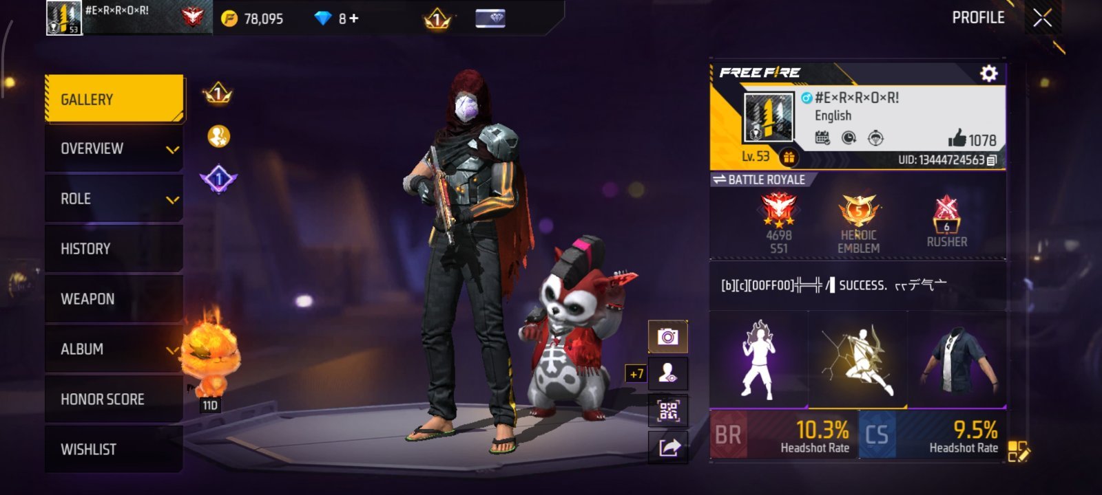 Free Fire id fir sale