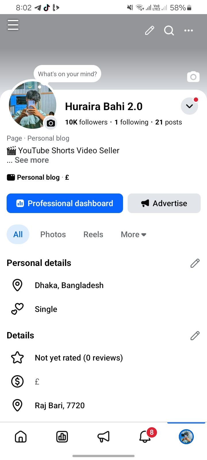 Facebook page 10k follower