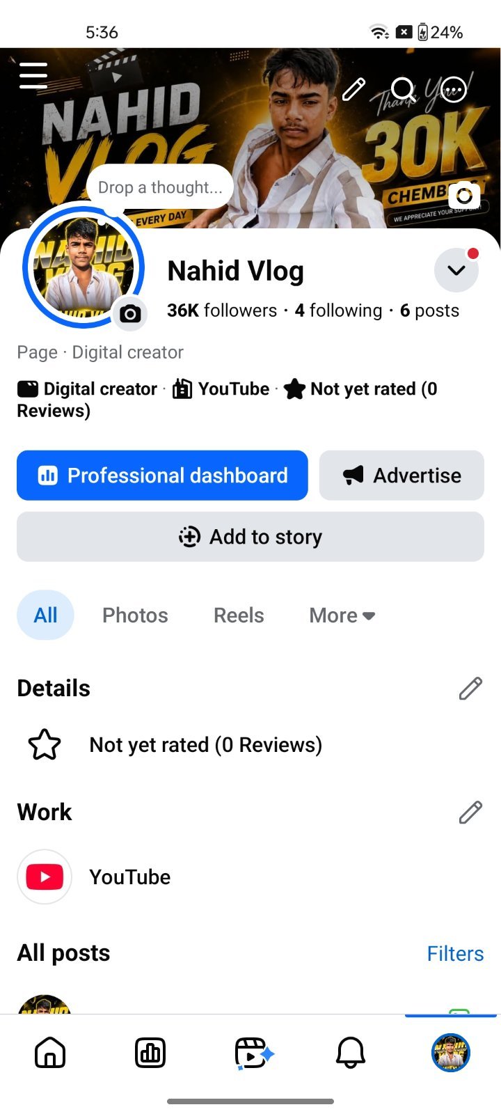 Facebook page 36000k followers