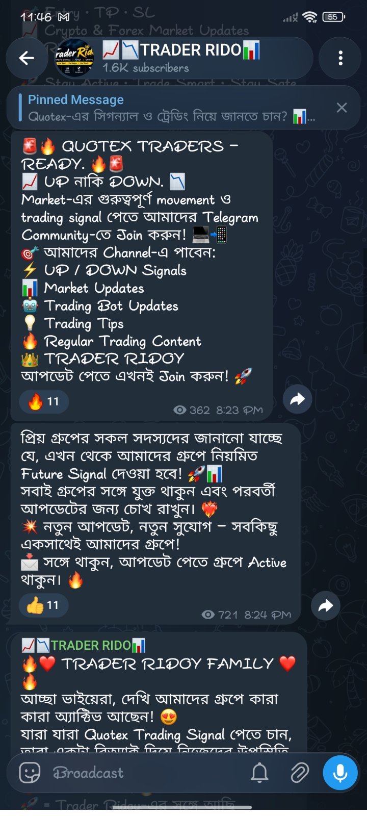 Active 1.6k subscriber Telegram
