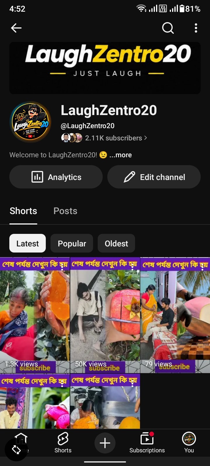 YouTube Channel For Sale – LaughZentro20