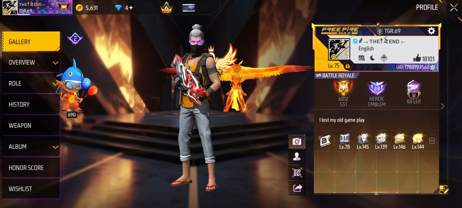 FREE FIRE HIGH-END ID FOR SALE