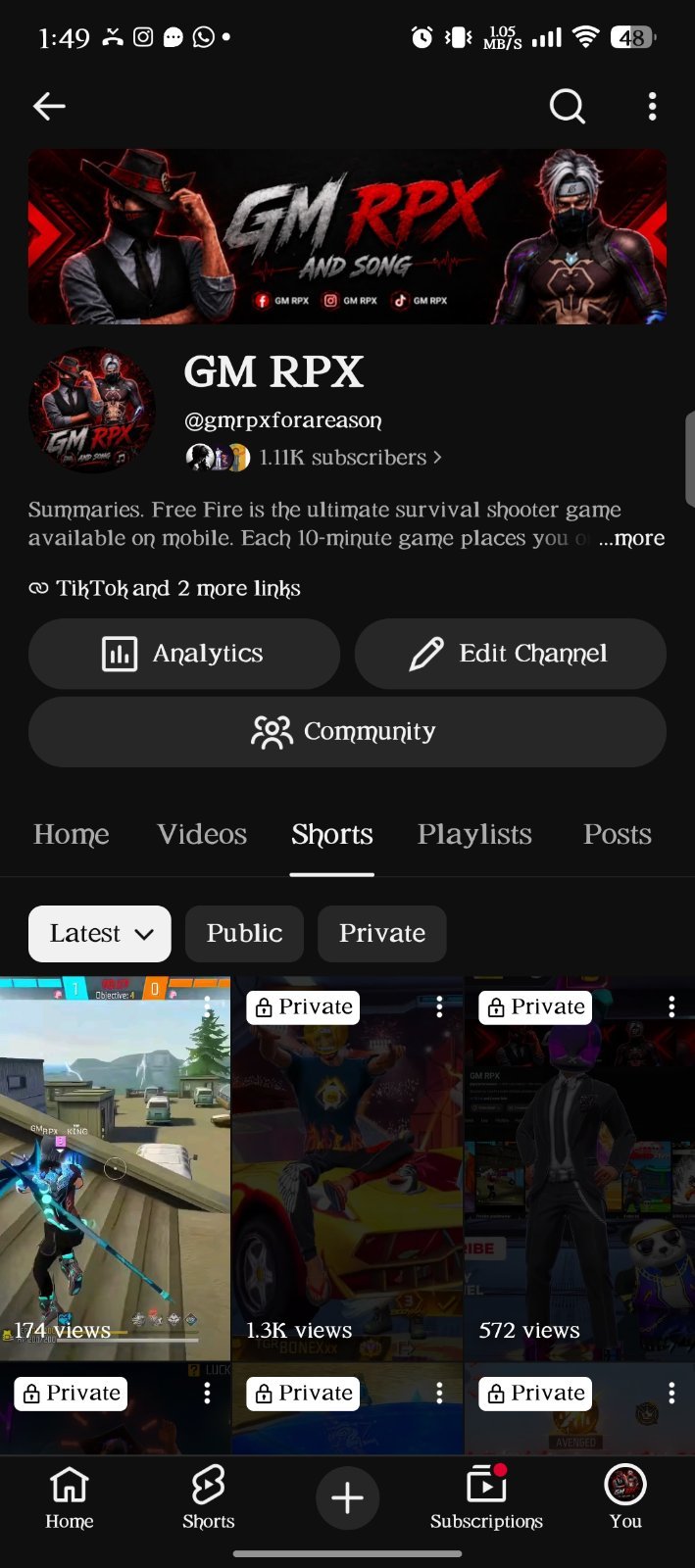 Freefire 1.11k subscribers