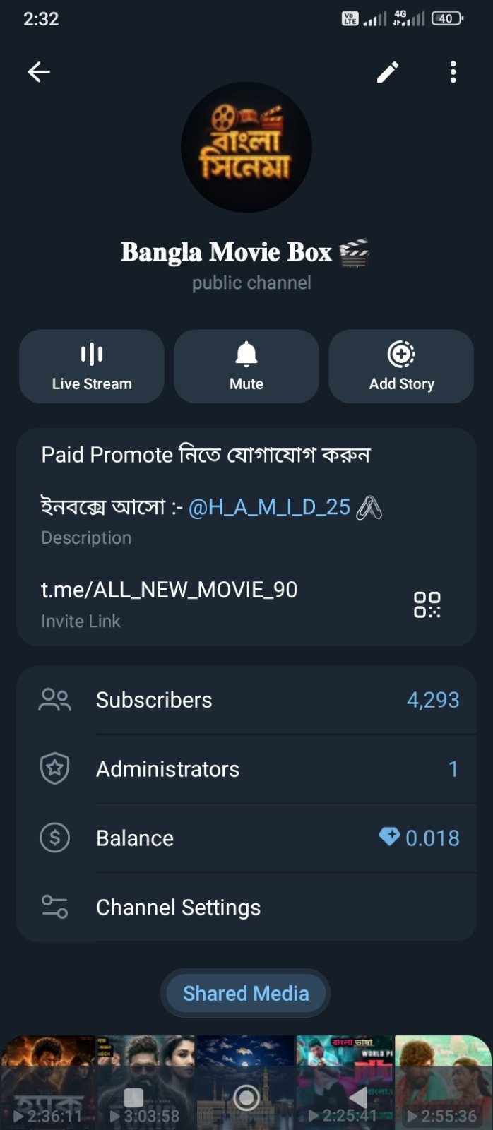Teligram Movie Channel  sell