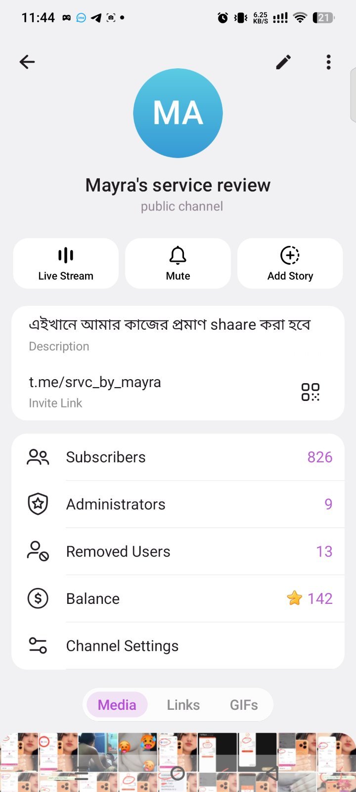 🔥 Telegram Service Review Channel Sell | 826 Subscribers | 142 Stars Balance |