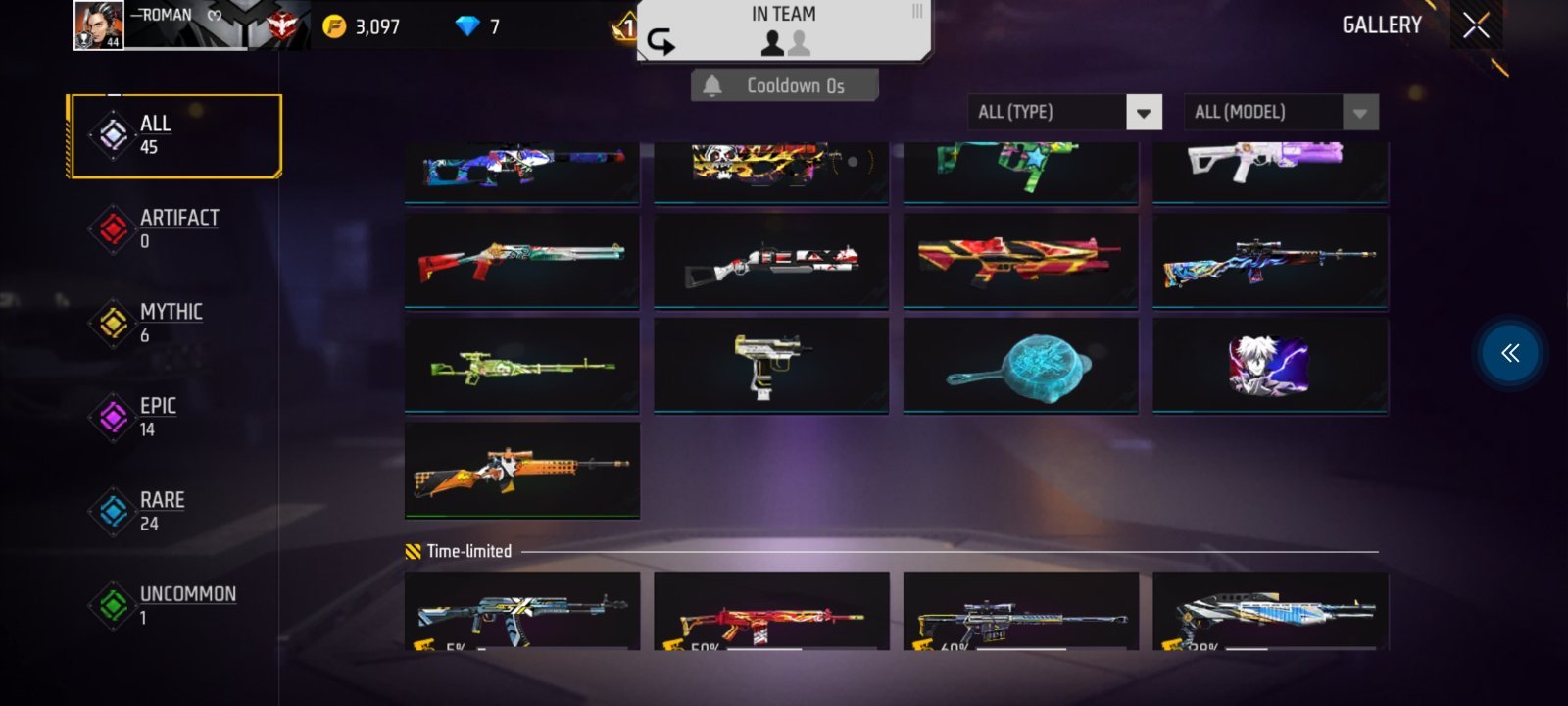 FF ID sell no evo but gun collection old