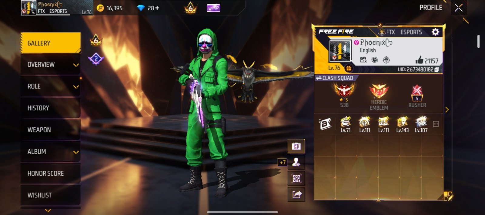Old & High Collection Free Fire Account For Sale