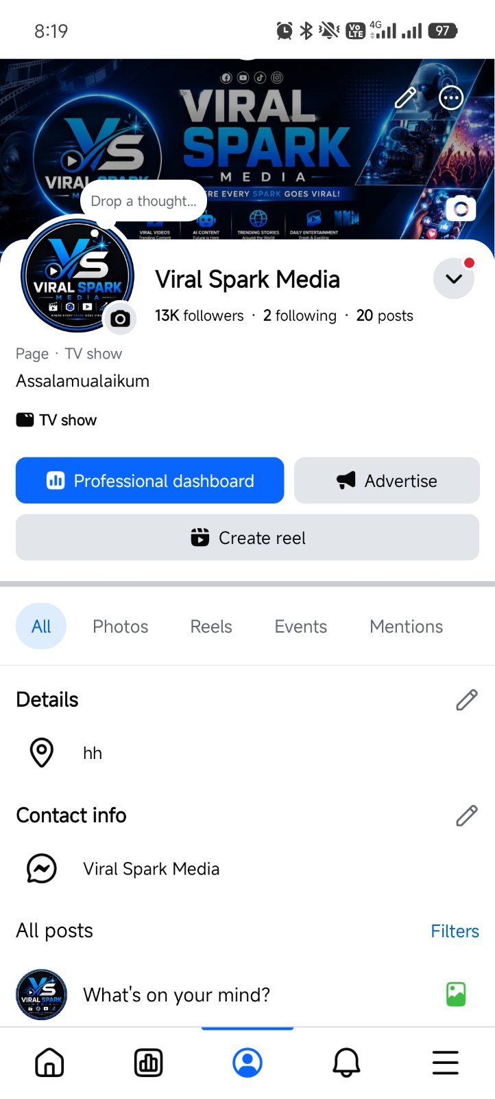 Facebook page for sale