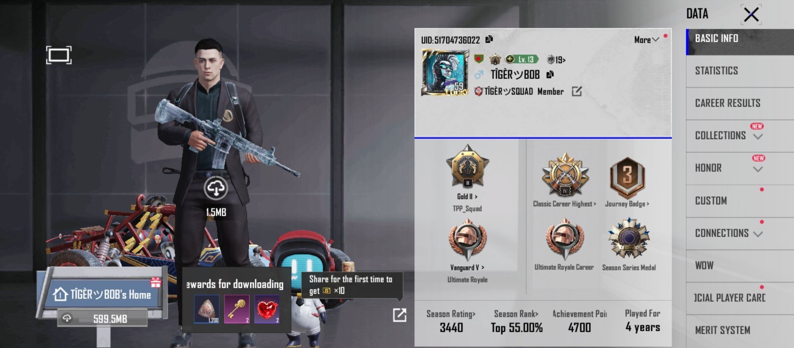 PUBG Acc: M416 Glacier Lv4 + 10 Upgradables | 9 RP Max