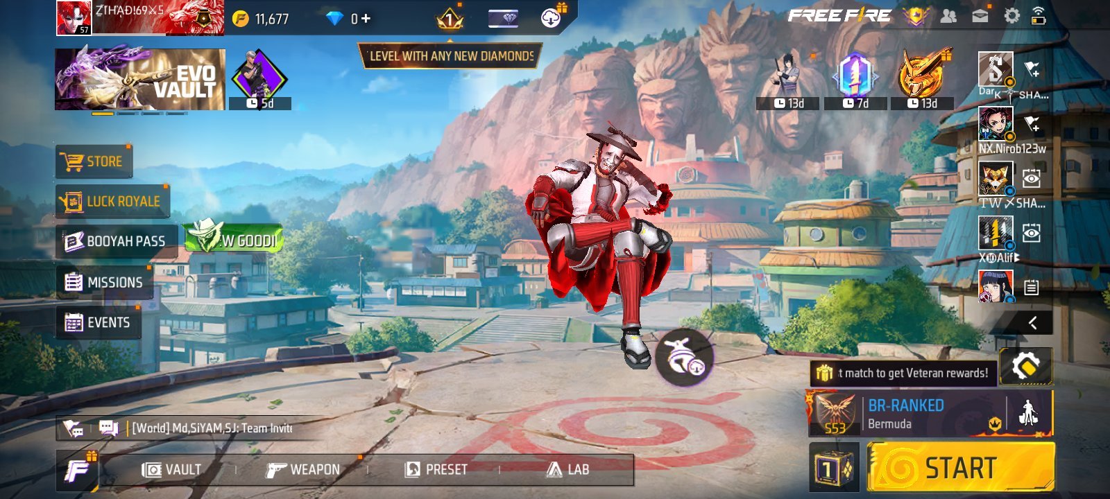 🔥 Free Fire Lv.57 | Fist Meteor Punch | Silver Samurai Bundle | Rare Collection