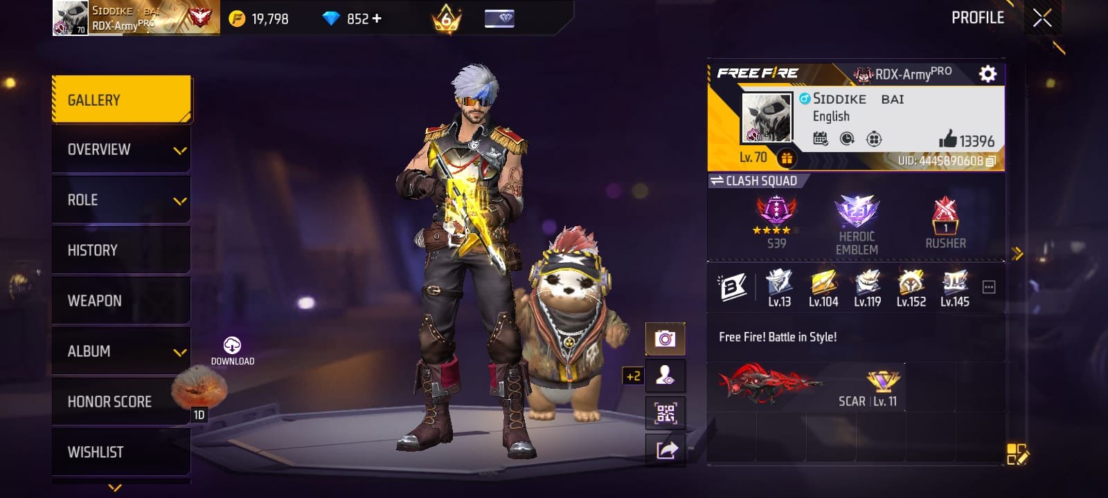 Free Fire 70 Level ID