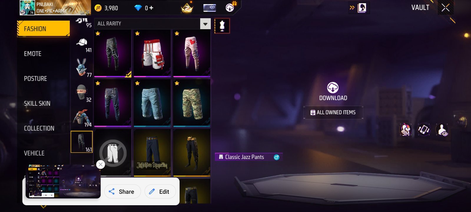 Bunnybundle2Evoxm8andm10andrarelolemote1lobbyanimation2landinganimationandjazpan