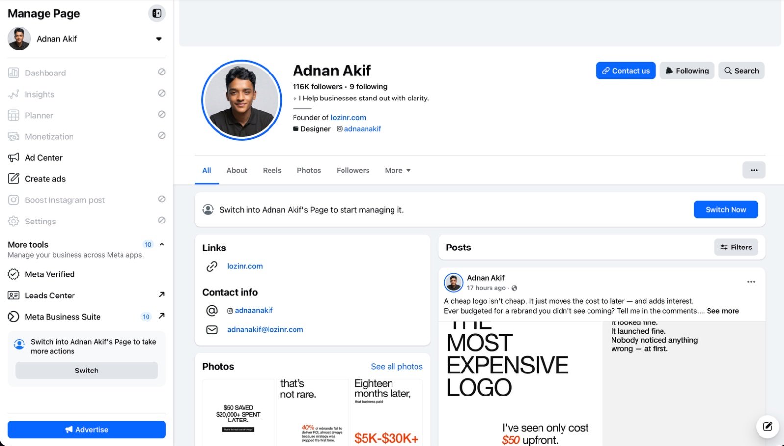 116K facebook page