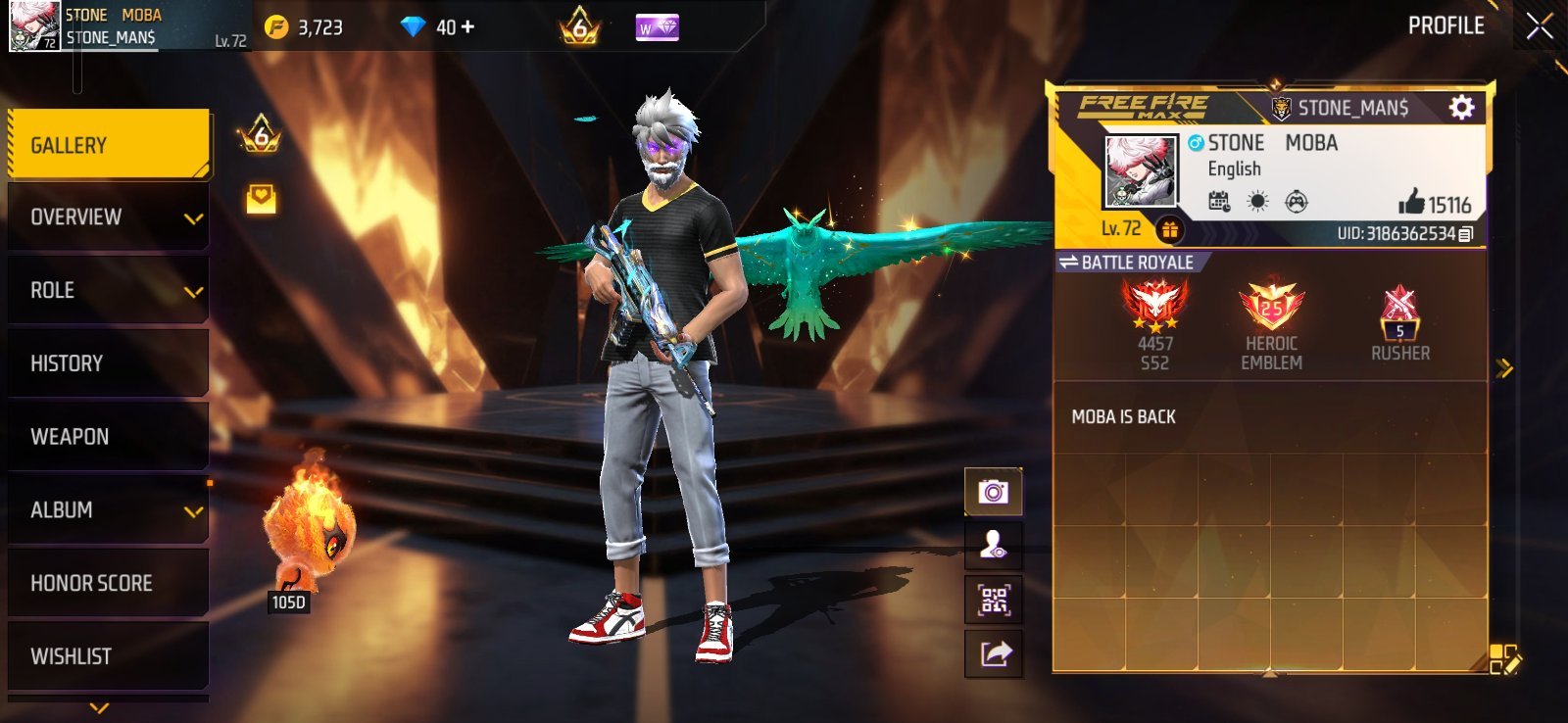 FF ID Sell. Level 72. Op dress and gun collection