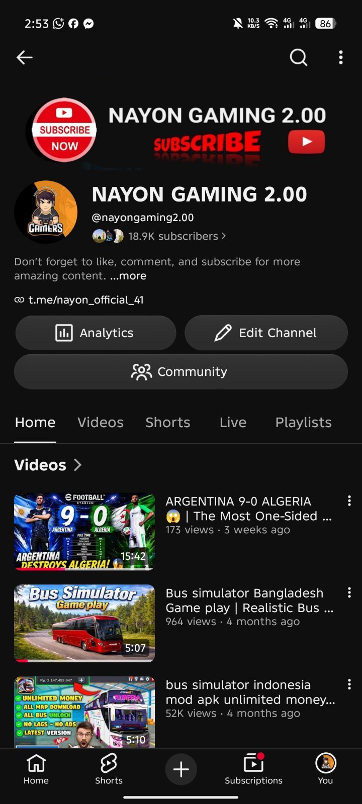 YouTube channel