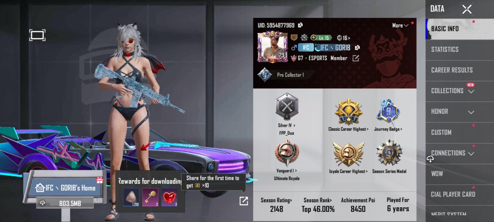 61 collection level old account. With X suit / gun lab
