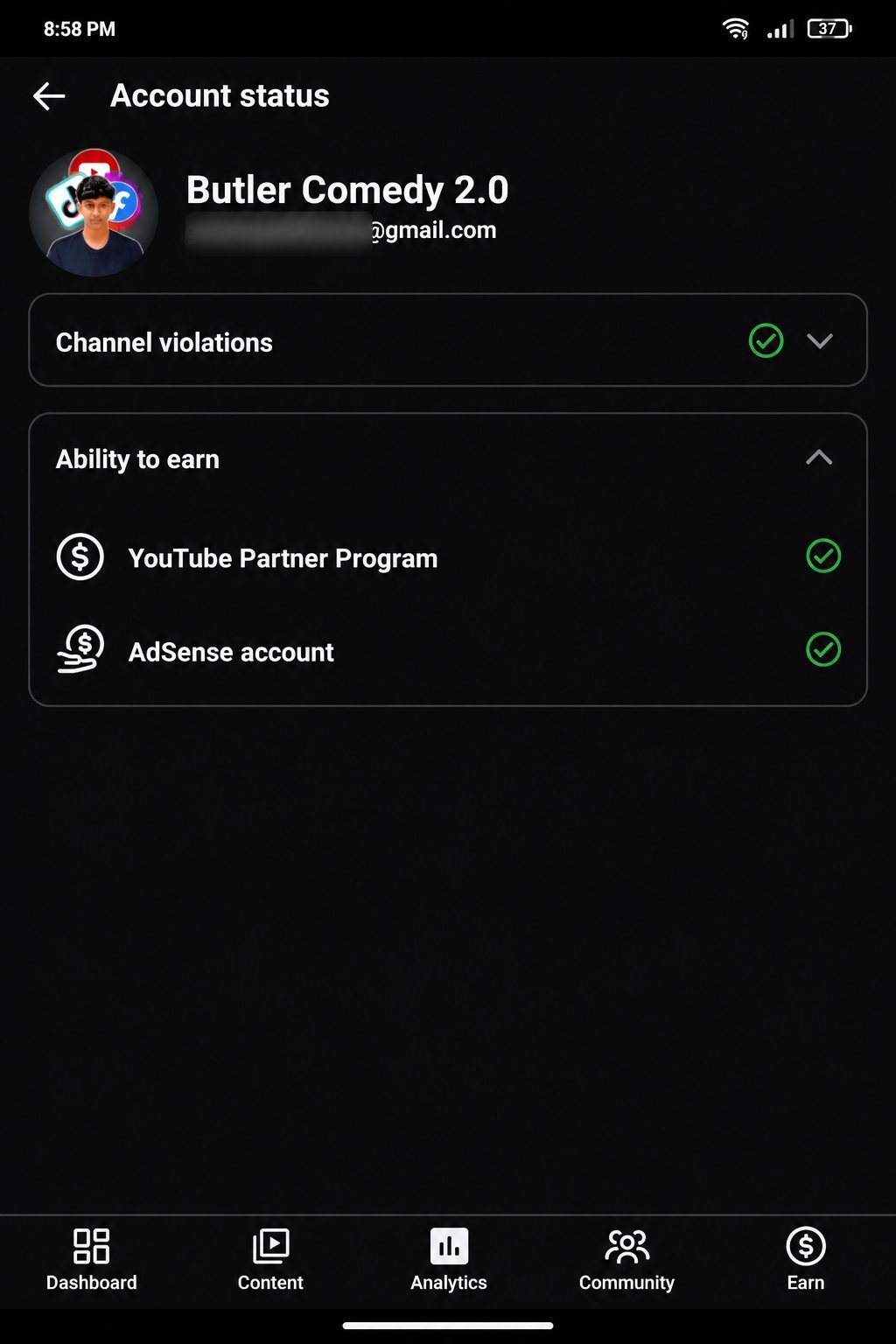 1,580 Subs Monetized Comedy YouTube Channel