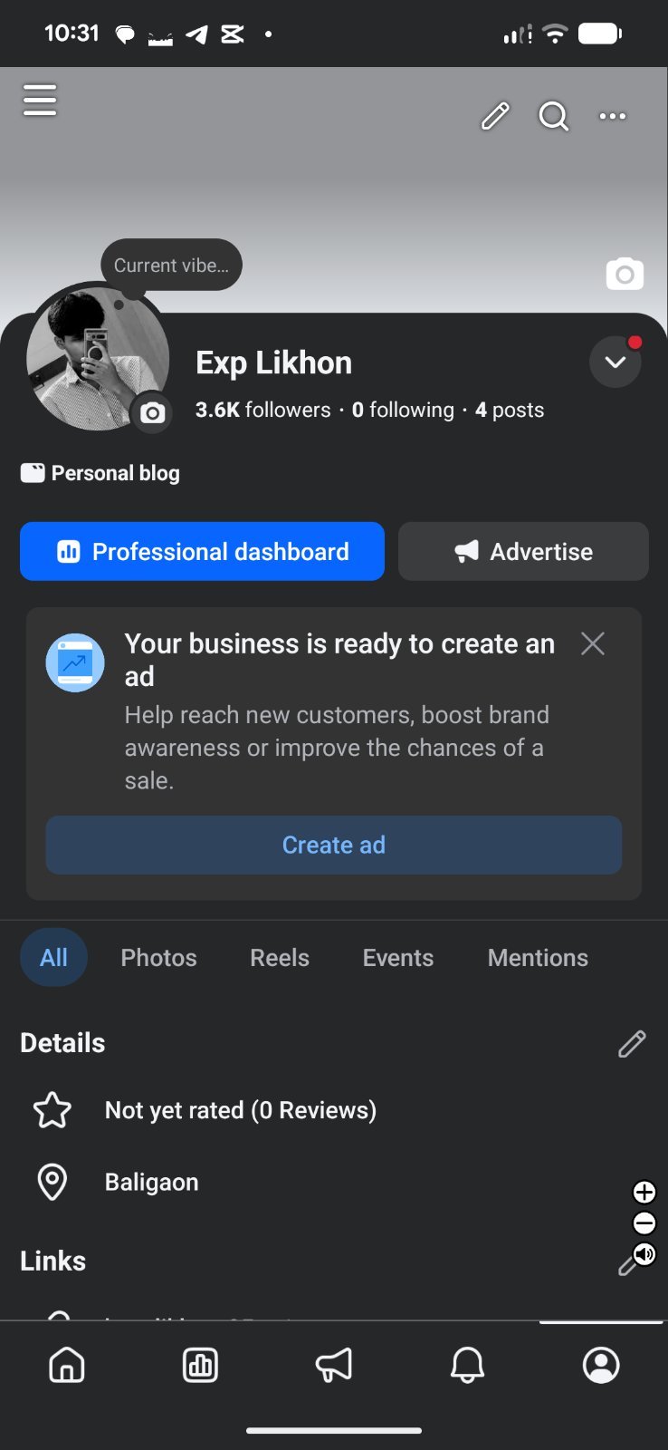 Facebook page 3.6k followers Monitized page