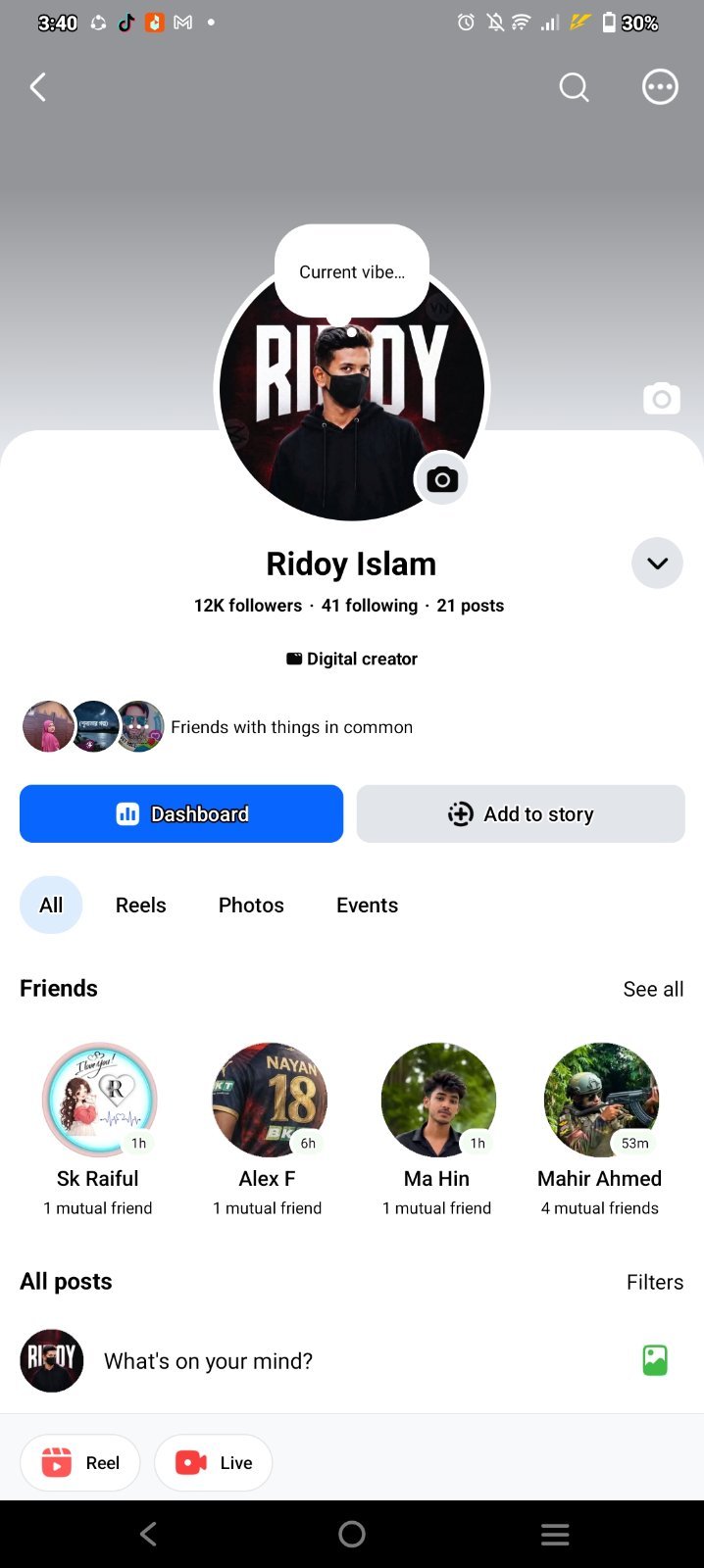 ​Facebook Profile - 12K Followers, Digital Creator